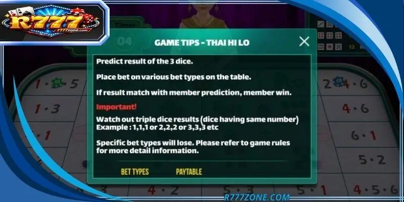 An interactive betting table displaying the thirty-six unique wagering options